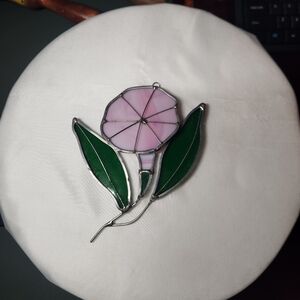 Stained Glass Pink Flower Ornament